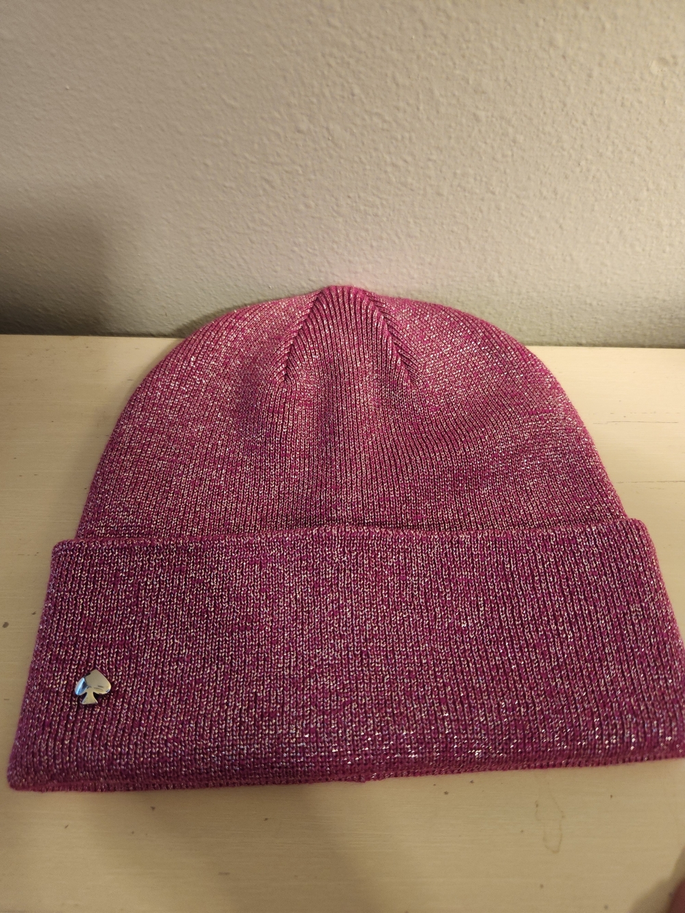 Kate Spade Metallic Pink Cuffed Beanie